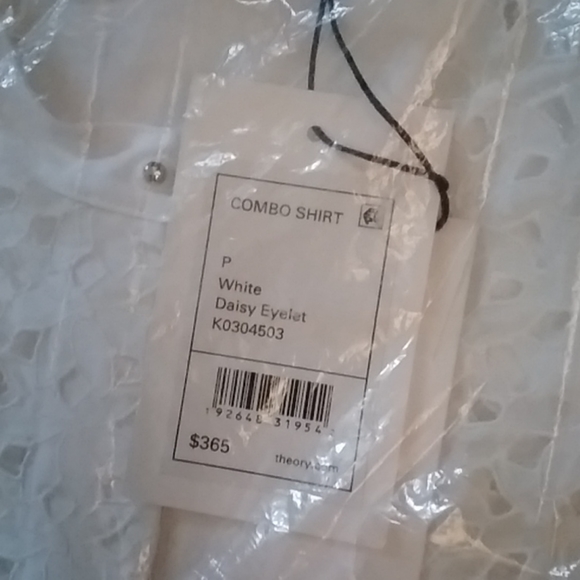 🌙HP💫NWT Theory Daisy Eyelet Cotton Silk Shirt - Picture 8 of 14